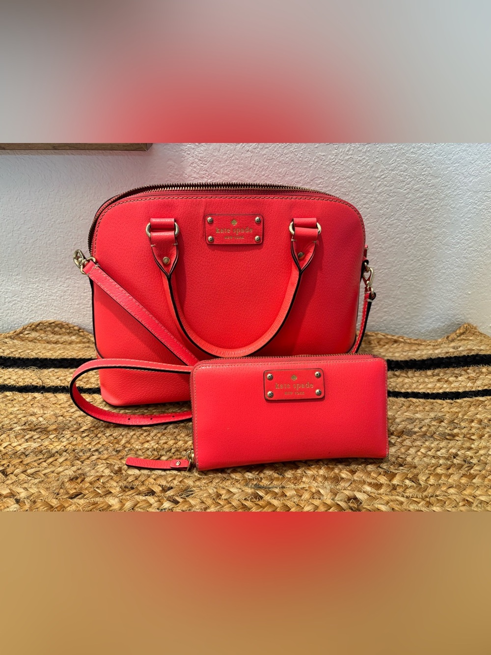kate spade Hot Pink Dome Satchel with Zip Wallet